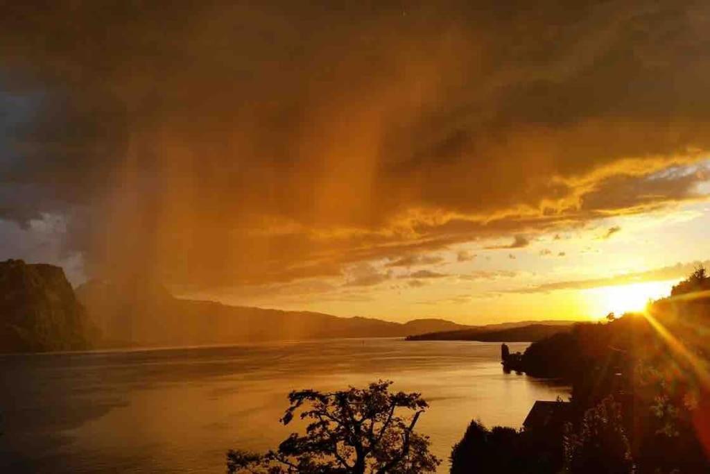 Villa Bootsmann Mit Spektakulaerer Seesicht Nahe Badestrand Vitznau Dış mekan fotoğraf
